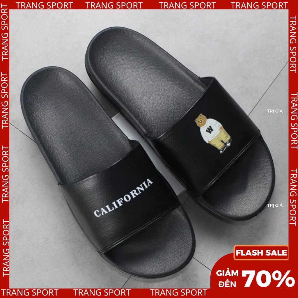 Dép sandal đế bằng quai ngang cặp đôi phối da cute form bé