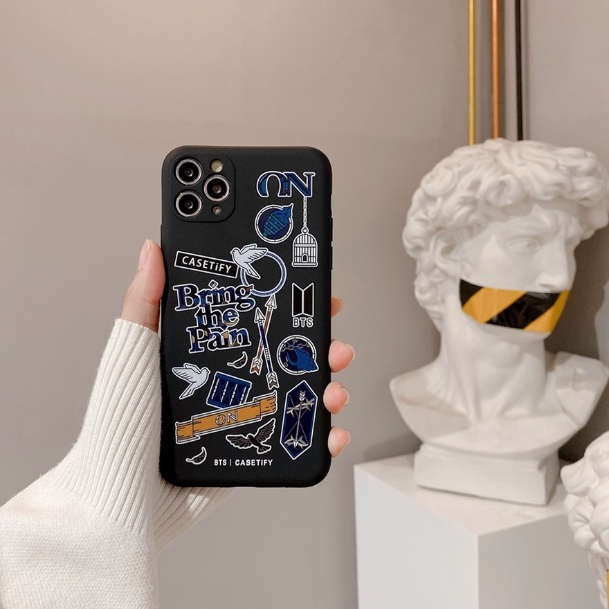 Ready Stock BTS Ốp lưng iPhone 12 11 Pro Max Xs Max XR SE 2020 7 8 6 Plus Phone Case CASETIFY Bt21 Straight Edge Shockproof Soft TPU Cover