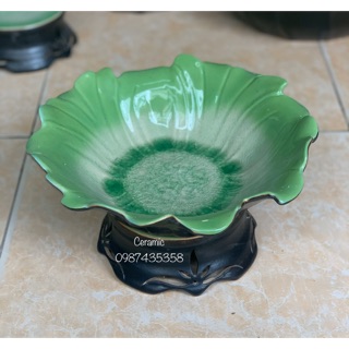 Bát sen thả hoa kèm chân gốm sứ Bát Tràng