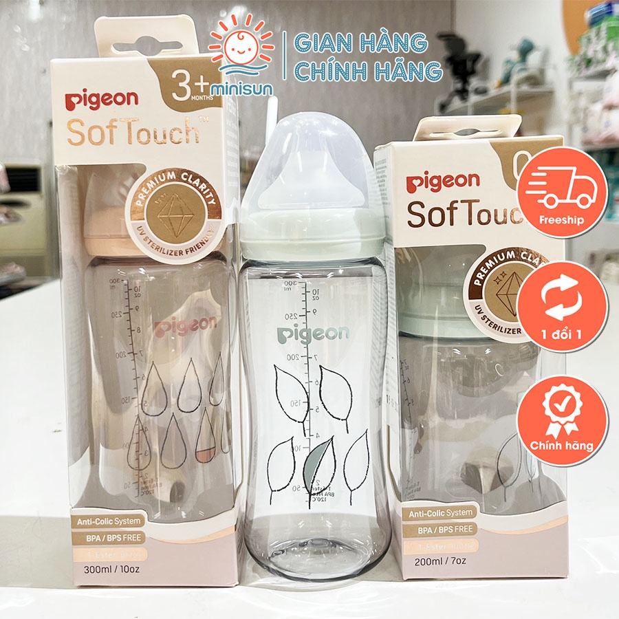 Bình sữa Pigeon T-ester trong suốt chính hãng Nhật Bản 200ml và 300ml