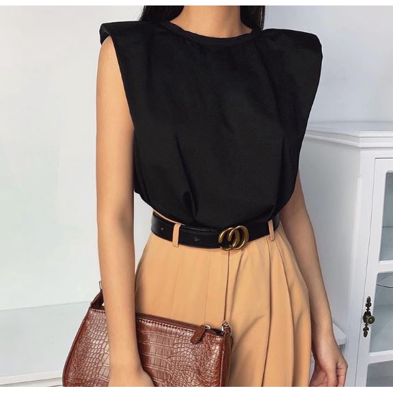 Áo thun tay ngắn độn vai ba basic dễ kết hợp HAC132 Hỉn Hỉn Store