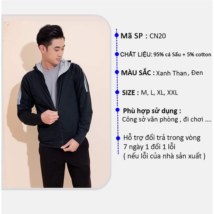 Áo Chống Nắng Nam Azila Nhiều Màu Vải Kim Cương 2 Mặt Chống Tia UV Chống Tia Cực Tím CN20
