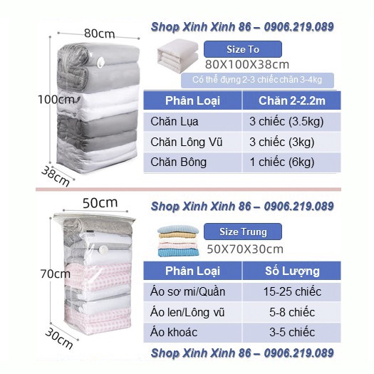 Túi Hút Chân Không Vuông Đáy Ép Tay Hoặc Dùng Bơm Siêu Rộng Tiết Kiệm Không Gian Chống Ẩm Mốc