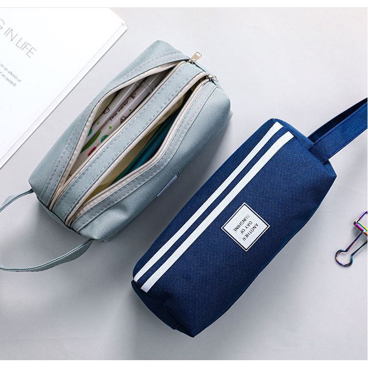Túi đựng bút, Túi đựng đồ trang điểm 2 ngăn phong cách Hàn Quốc