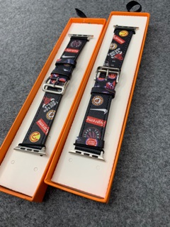 Dây da Applewatch hoạ tiết Supreme