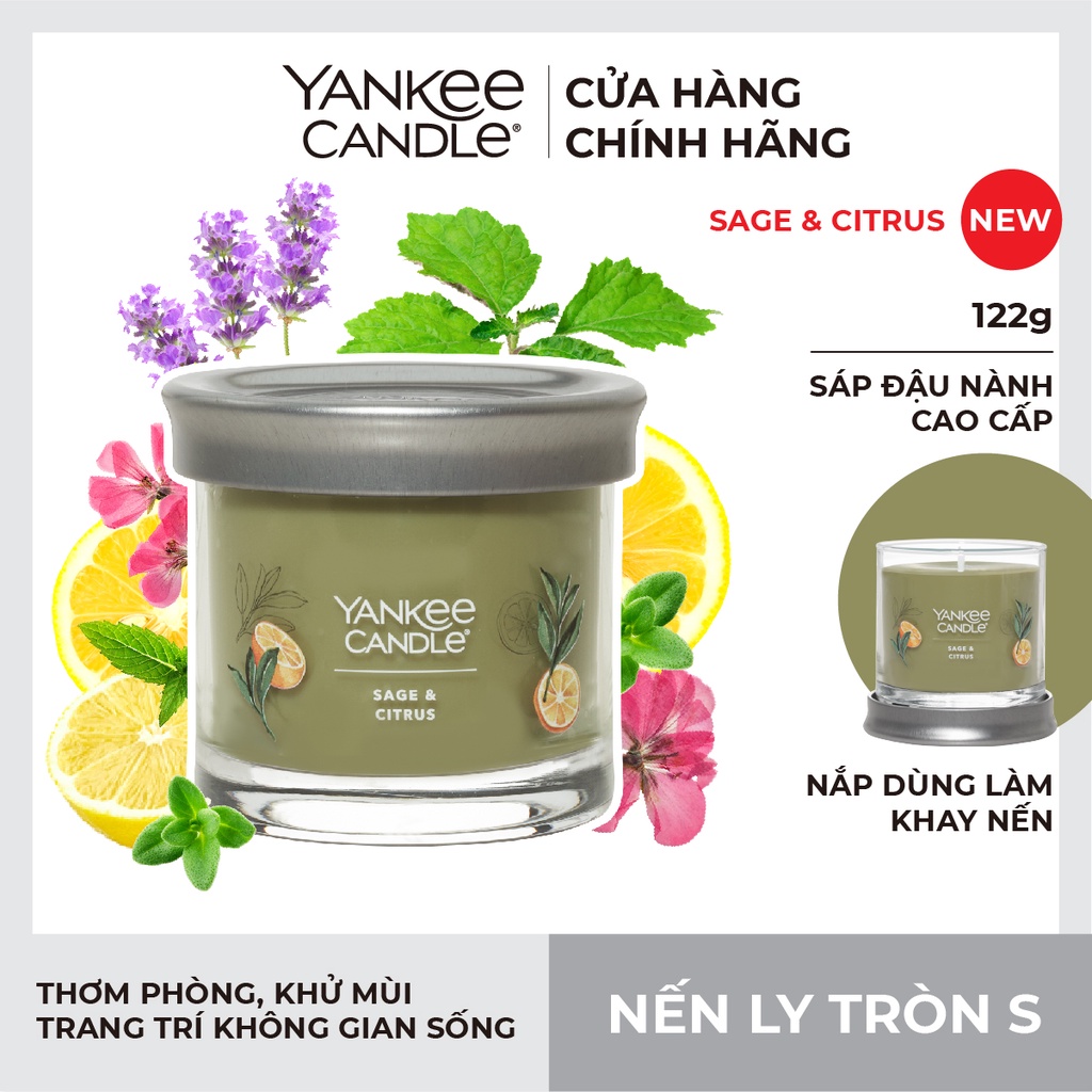 Nến ly tròn sáp đậu nành Yankee Candle size S (122g) - Sage &amp; Citrus