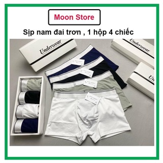 Quần sịp nam đai trơn, sịp đùi, boxer combo hộp 4 chiếc- underwear mst37006
