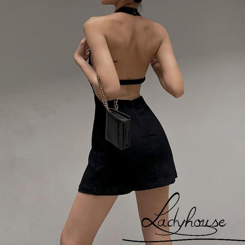 Đầm Ôm Hai Dây Không Tay Lưng Cao Màu Trơn Thời Trang Cho Nữ