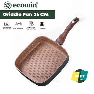 Chảo chống dính ECOWIN hình vuông sâu 26cm có tay cầm sử dụng dành cho bếp ga