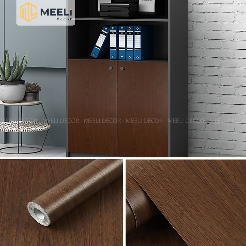 Giấy decal dán tường vân gỗ Meeli Decor nhiều màu dán phòng ngủ tủ quần áo bàn học sẵn keo, kt 3m x 60cm, ME30