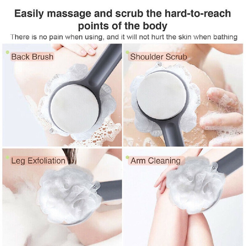 Bông Tắm Hai Mặt Tay Cầm Dài Tẩy Tế Bào Chết Lưng Tiện Dụng