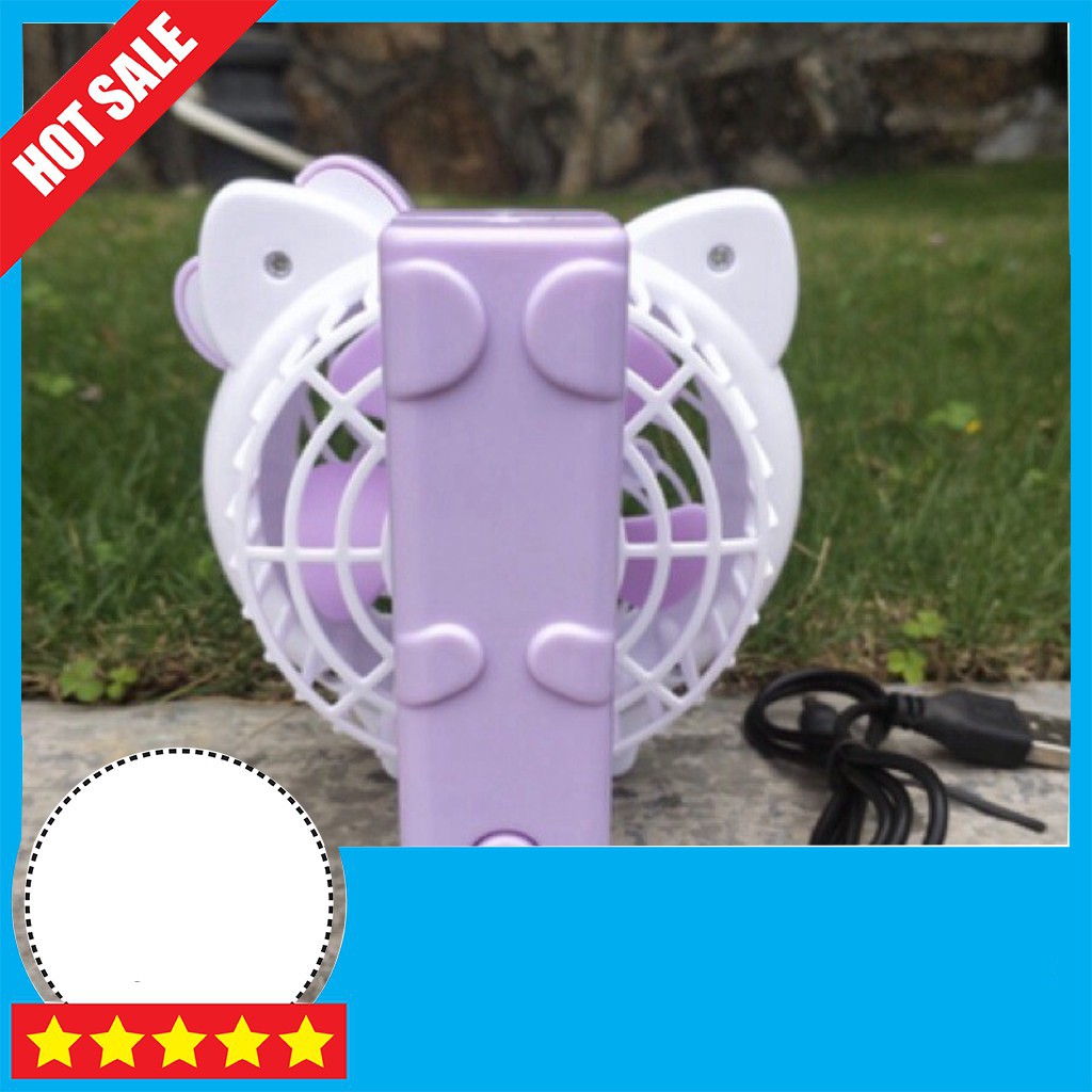 🌸🌸 Quạt Pin Mini Cầm Tay Hello Kitty Màu Hồng 🌸🌸 1 mưc mát + đèn