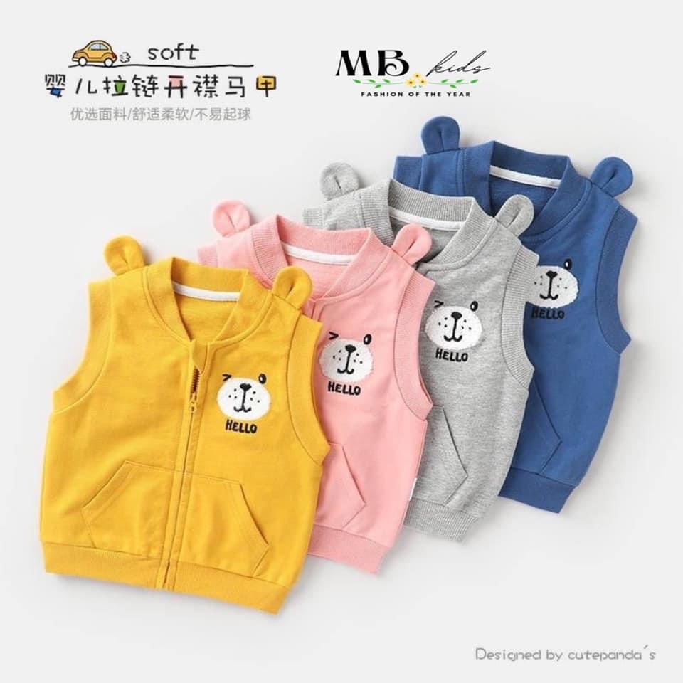 Áo gile cho bé trai bé gái chất nỉ da cá dễ thương cho bé  7-19kg