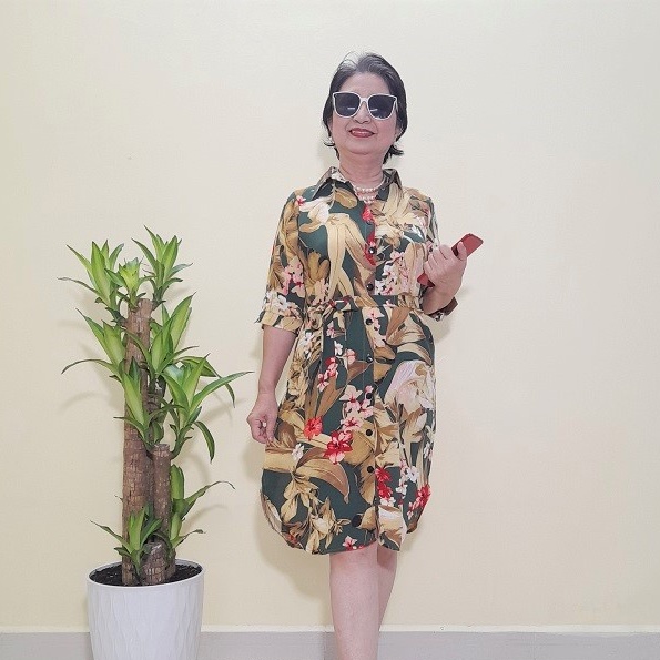 Size L, XL, 2XL, 3XL - Váy Đầm Trung Niên - Kiểu Sơ Mi - Vải Lụa Đũi Co Giãn, Có Thêm Dây Thắt Lưng