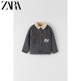 Áo khoác jean lót lông Zara Snoopy sz 1-5y