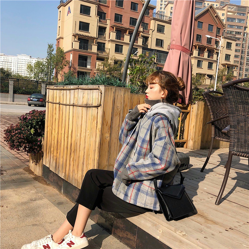 Áo Hoodie Tay Dài Dáng Rộng Kẻ Sọc Kiểu Hàn Quốc Cá Tính