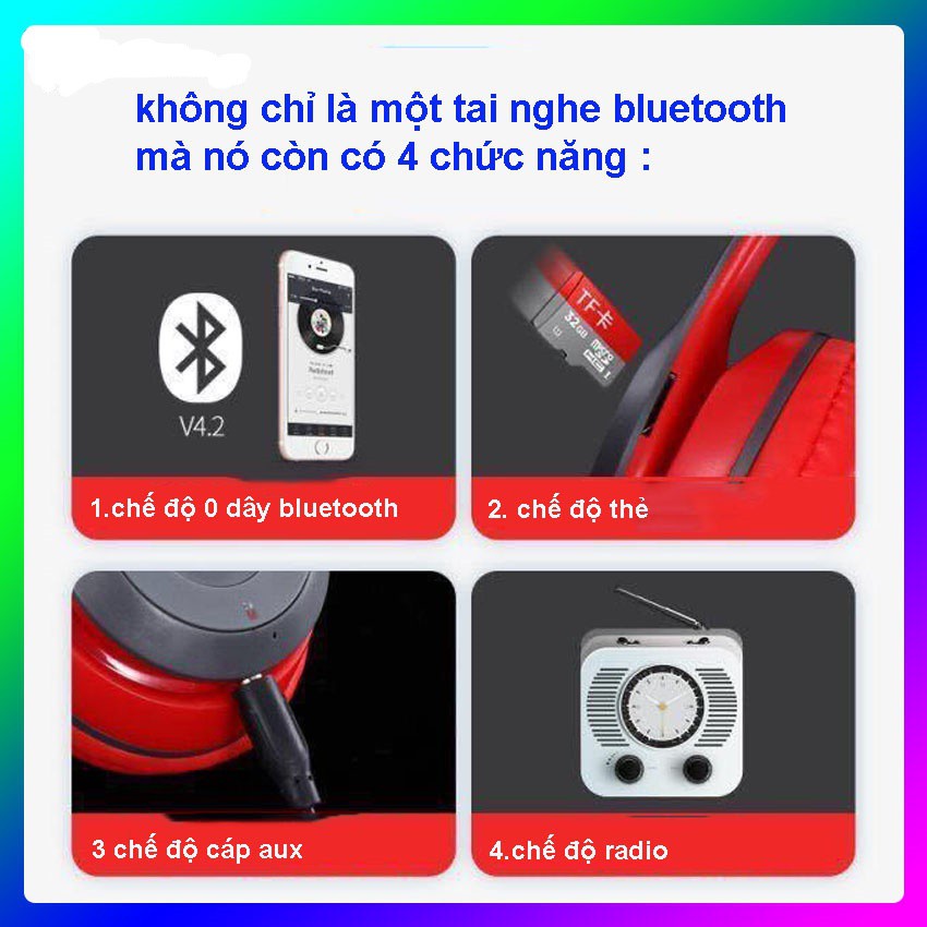 (eco official) Tai Nghe Bluetooth Chụp Tai P68 Tai Không Dây Có Mic, Có Thẻ Nhớ, Âm Bass