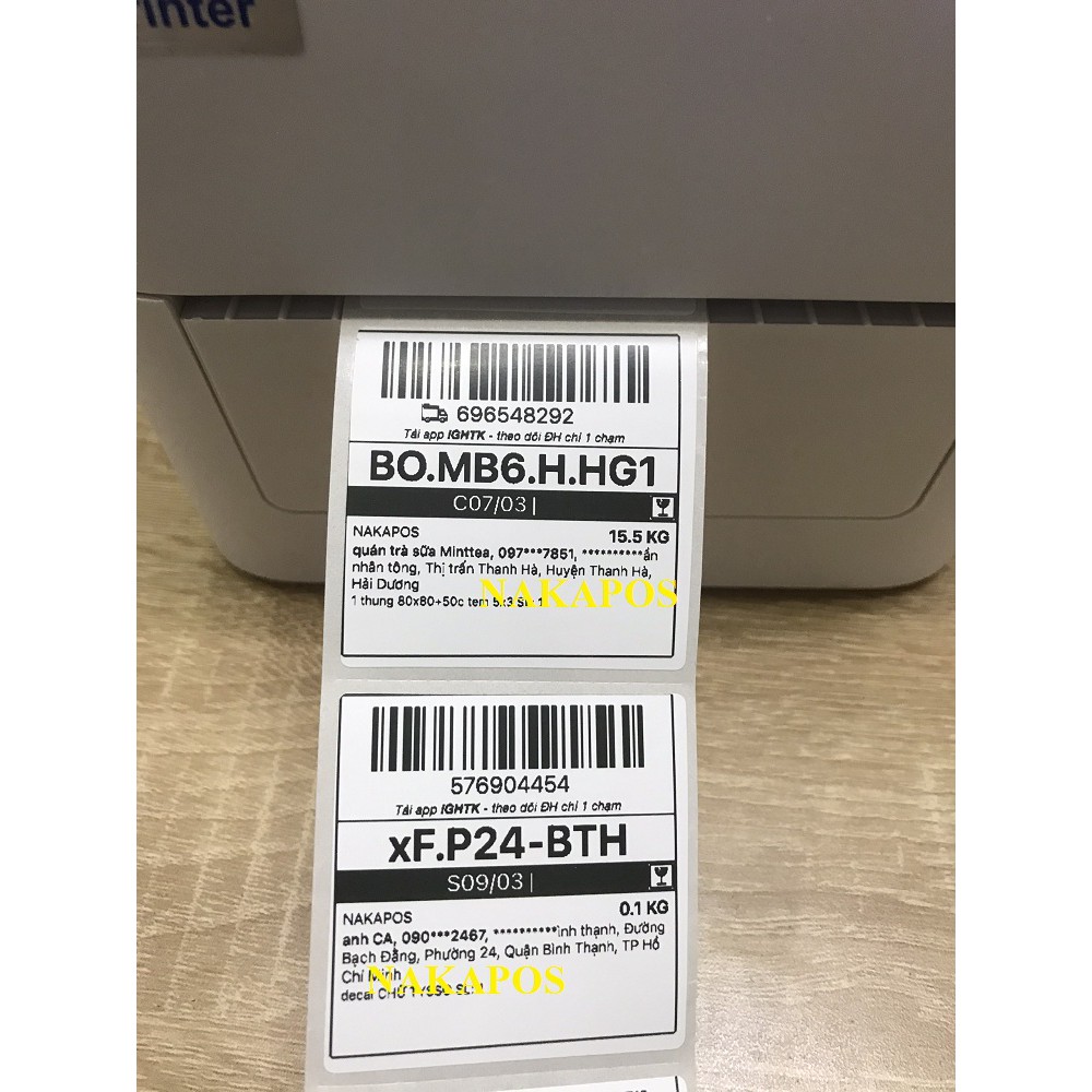 Giấy In Mã Vạch 50x50 mm  - Decal Nhiệt 5x5 cm - Tem GHTK