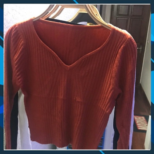 Áo len croptop dài tay cổ chữ v ulzzang nữ Hàn Quốc | BigBuy360 - bigbuy360.vn