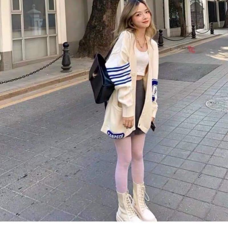 Áo khoác nỉ Cadigan in chữ M tay hoa cực độc lạ nganunisex