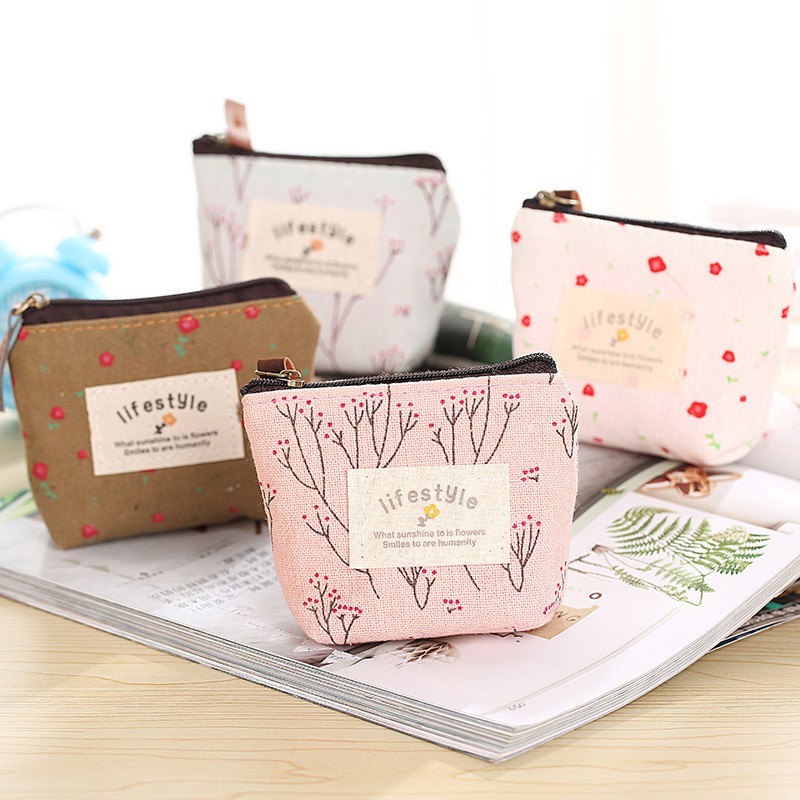 Ví Nữ Mini Vải Canvas Kích Thước 9x9cm Đựng Tiền Lẻ - Bóp Mini Đựng Vé Xe