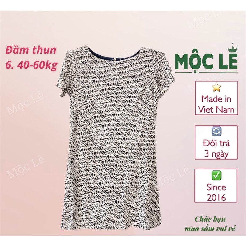 Đầm thun hoạ tiết phom suông vnxk