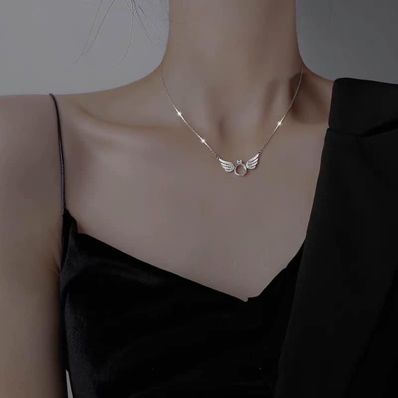 Dây chuyền bạc Đôi cánh thiên thần/ Vòng cổ nữ bạc cao cấp_ Cam kết chuẩn bạc 999_ TuNa Shop_ Tiệm trang sức bạc cao cấp