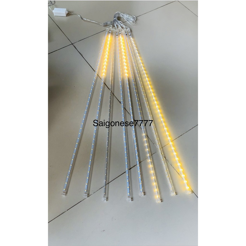 (Chọn Màu) Dài 3 Mét 8 Ống Đèn Led Sao Băng 50 CM-Rèm Đèn Led Chống Nước Trang Trí Tiệc Ngoài Trời Sân Vườn Noel
