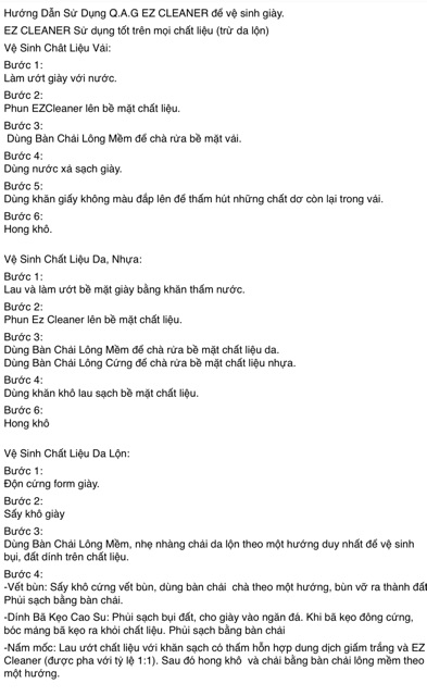 Q.a.G EZ Cleaner USA dung dịch vệ sinh giầy, đồ da chuyên dụng 100ml