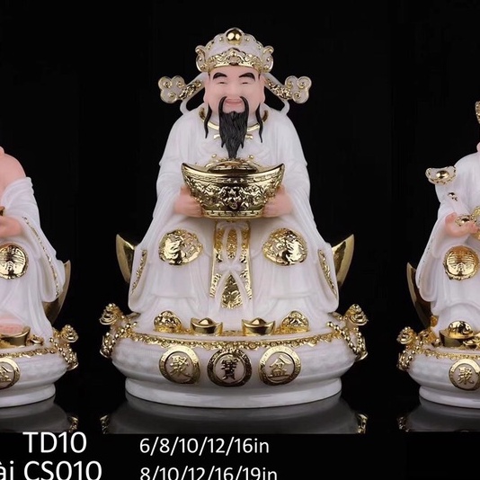 Thần Tiền Màu Trắng - Thần Phát Thần Tài Lộc Bột Đá 8 in - 20cm