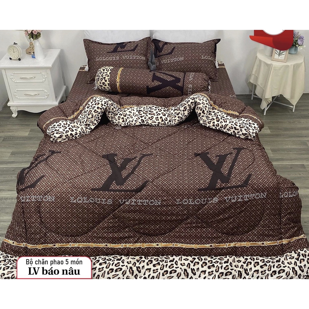Bộ 5 món chăn phao đô rê mon cotton poly, set 5 món chăn phao doremon miễn phí bo chun ga giường
