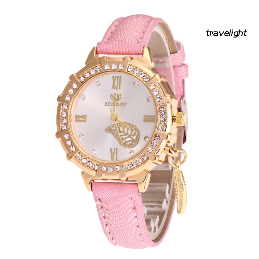 Đồng Hồ Số La Mã Dây Giả Da ĐíNh Đá ThờI Trang Cho Nữ