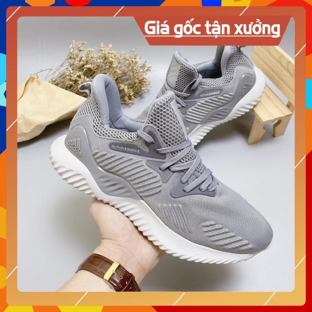 [FreeShip+Giá Hủy Diệt] Giầy Alphabounce xịn sò Full phụ kiện, Giày Sneaker Alpha xám lông chuột , Hót trend