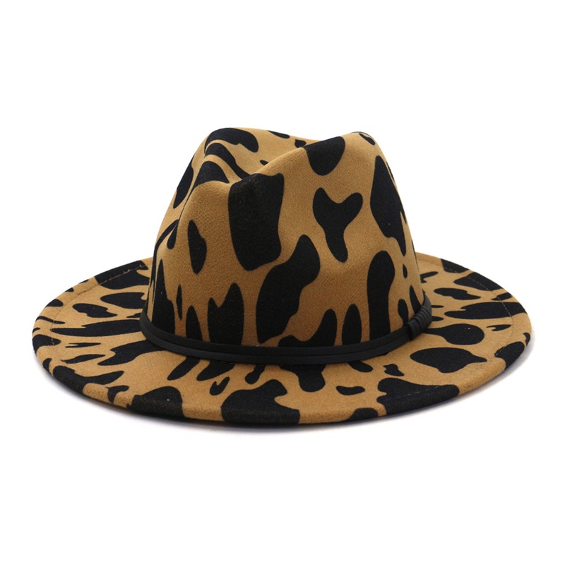 Mũ Cao Bồi Cao Bồi In Họa Tiết Bò Sữa Bằng Vải Nỉ Phối Dây Da Phong Cách Cao Bồi Phương Tây Cho Lễ Hội