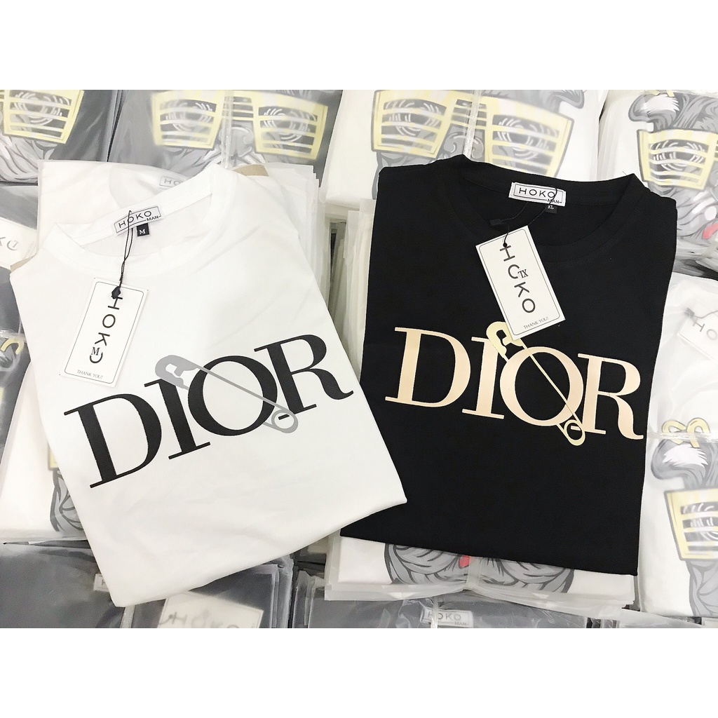 Áo thun nam nữ tay ngắn cổ tròn chất cotton họa tiết Dior thời trang phong cách thấm hút mồ hôi cực tốt