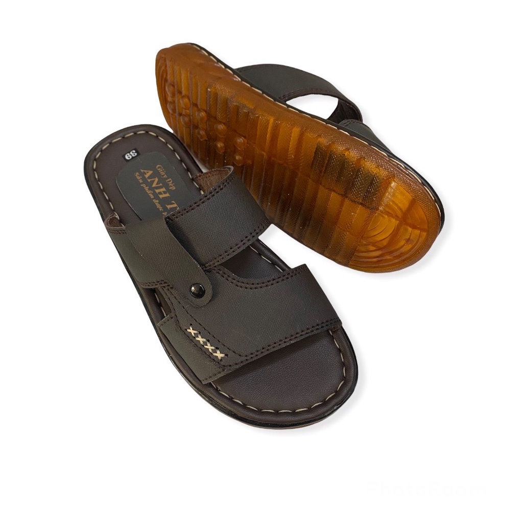 Dép nam quai ngang khâu viền chắc chắn hàng tận xưởng màu nâu đen/đen/nâu đỏ ms 048