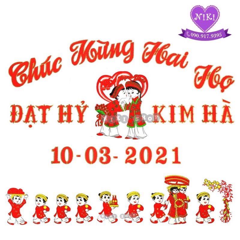 ĐÁM CƯỚI SINH NHẬT CHỮ XÓP DÁN TƯỜNG--TẶNG KEO DÁN