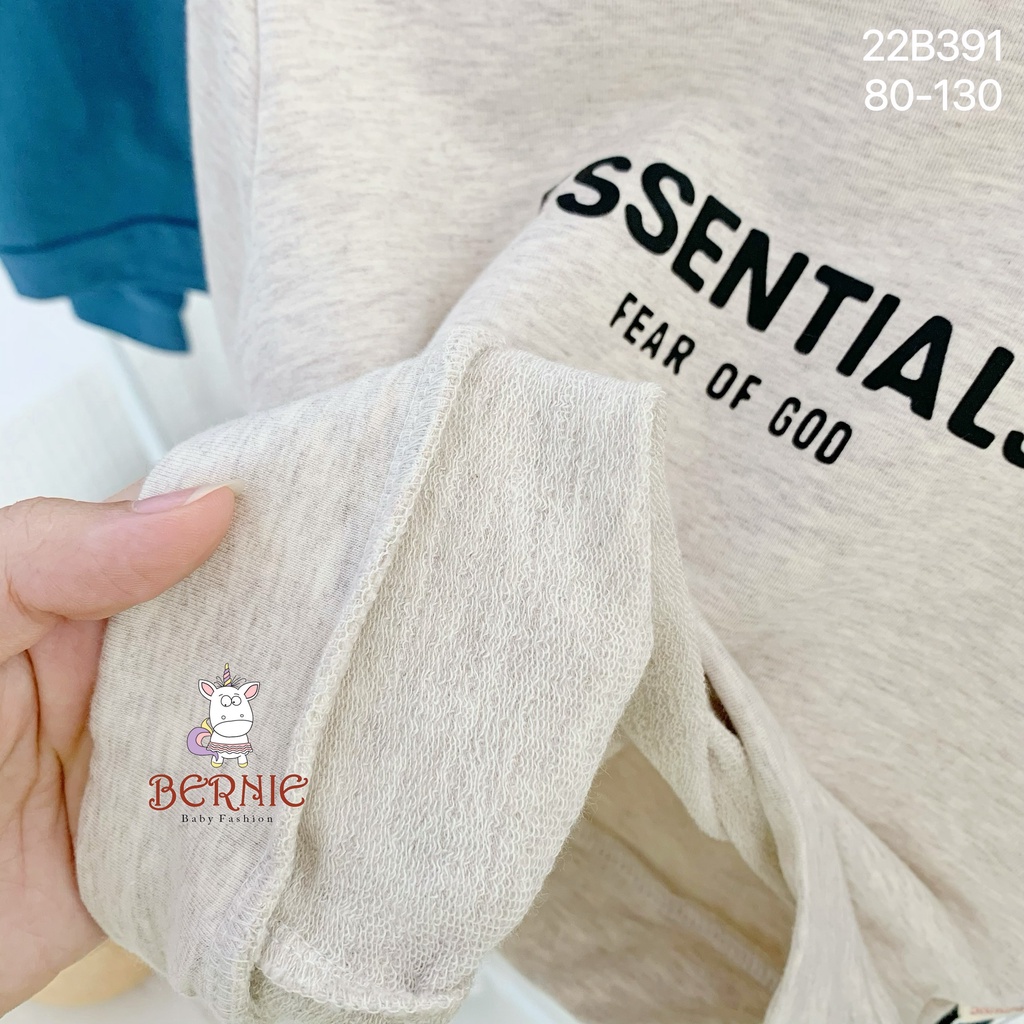 Bộ thun da cá unisex trơn màu cho bé, bộ thu đông dài tay cotton nỉ da cá dày dặn Bernie