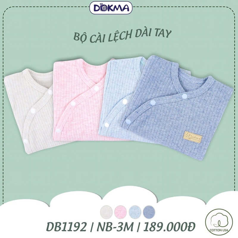 [Db1192] Bộ nỉ sơ sinh cài lệch Dokma dày dặn, ấm áp cho bé (NB-3M)