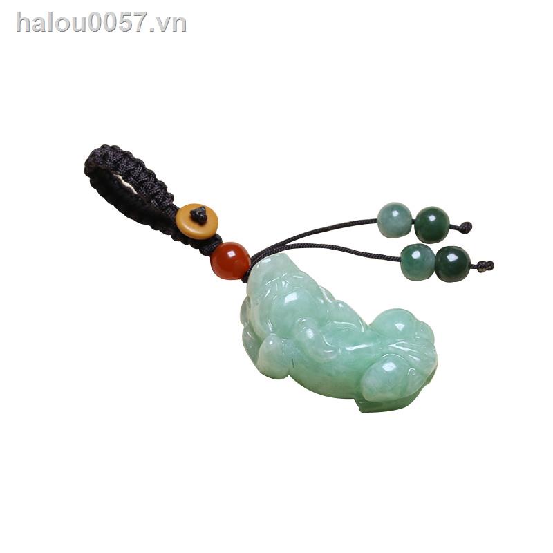 ❦♠✎✿Ready stock✿  Man-style jade jadeite-Pixiu men and women car keychain pendant creative personality bag ornaments hand-woven