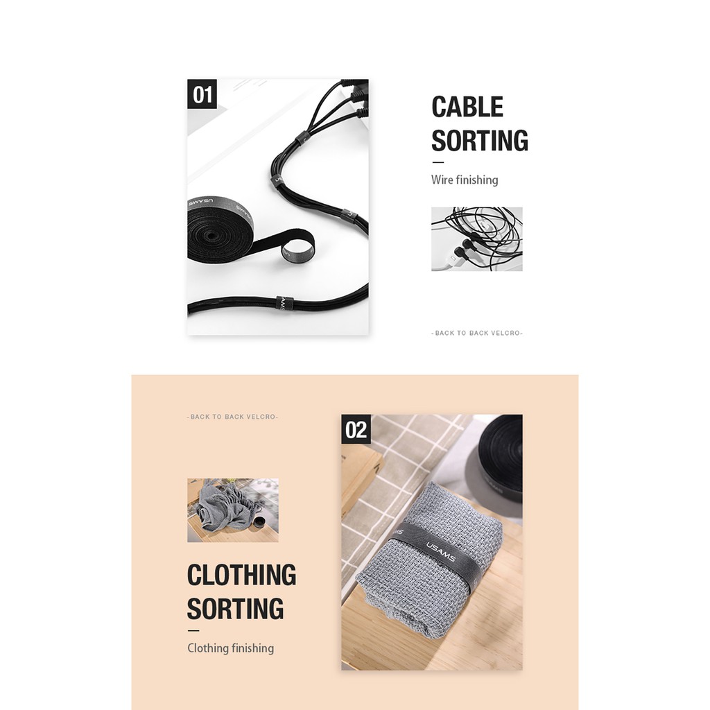 USAMS Cáp cuộn dây clip chất lượng cao Magic stickers