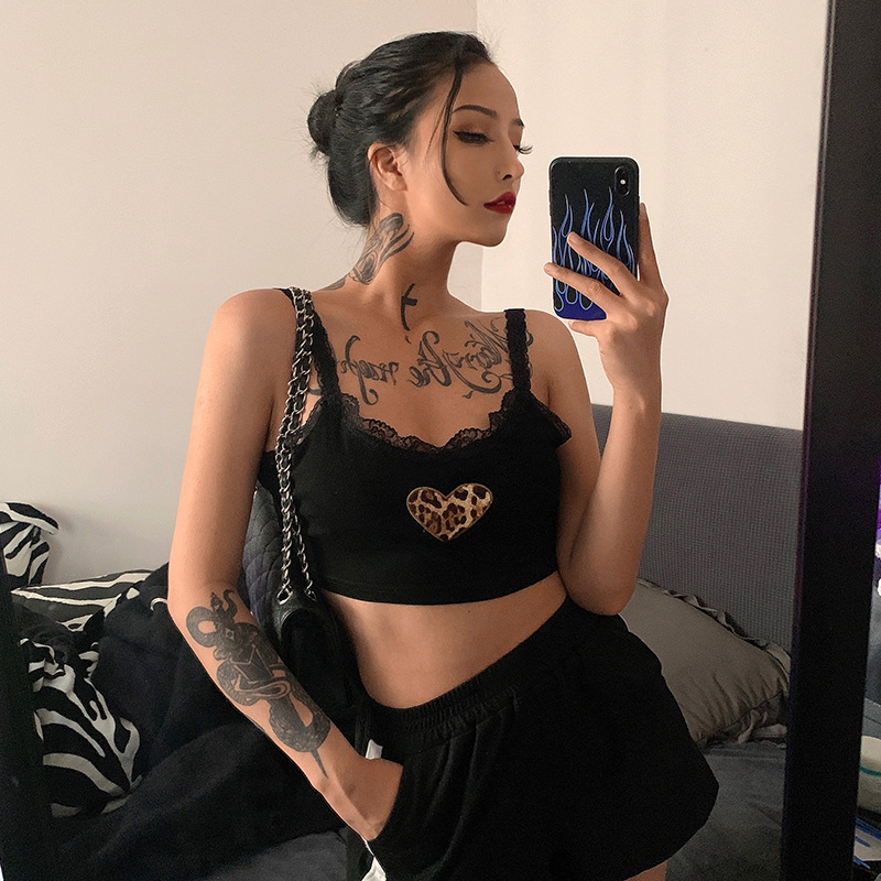 Áo croptop họa tiết da báo phối ren gợi cảm quyến rũ dành cho nữ | BigBuy360 - bigbuy360.vn