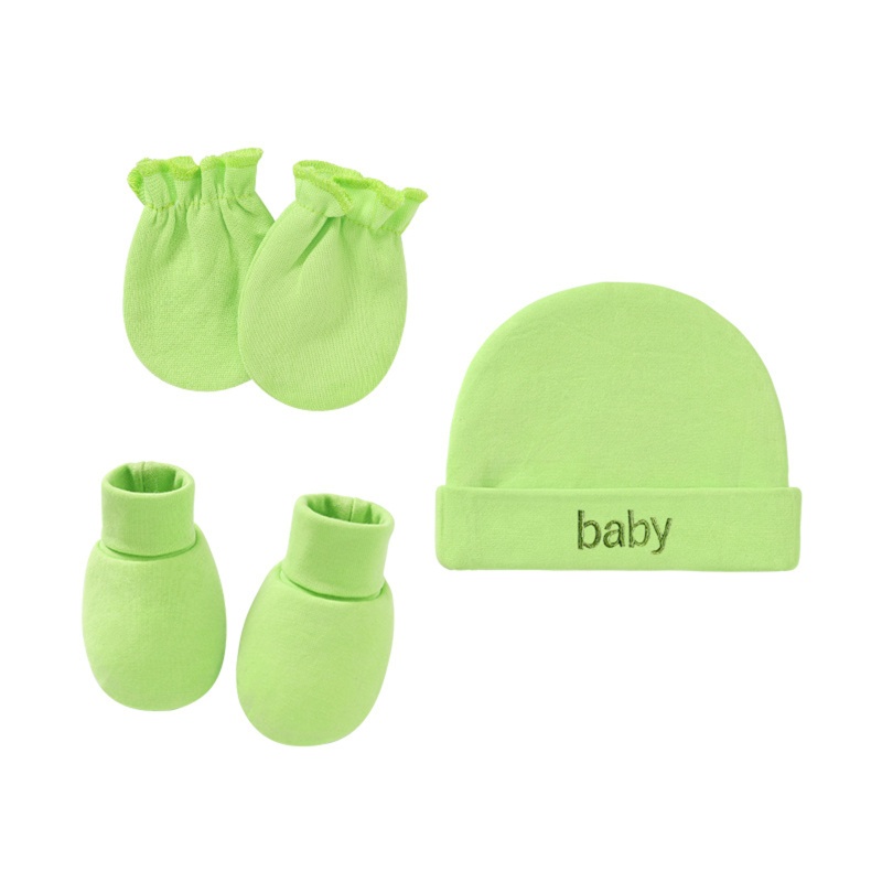 Bộ Vỏ Cotton Một Lớp Bọc Chân + Găng Tay + Mũ Cho Bé Sơ Sinh