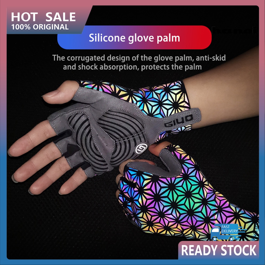 GIYO 1 Đôi Găng Tay Thể Thao Hở Ngón Chống Trượt Hấp Thụ Sốc