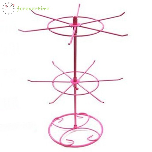 ☞ Phụ kiện trang sức☜ Double Tier Metal Rotating Jewelry Stand Earring Necklace Display Holes Holder Rack