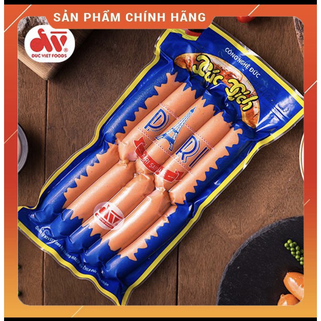 Xúc xích Pari - Đức Việt. Gói 10 cây / 500g, Date mới nhất