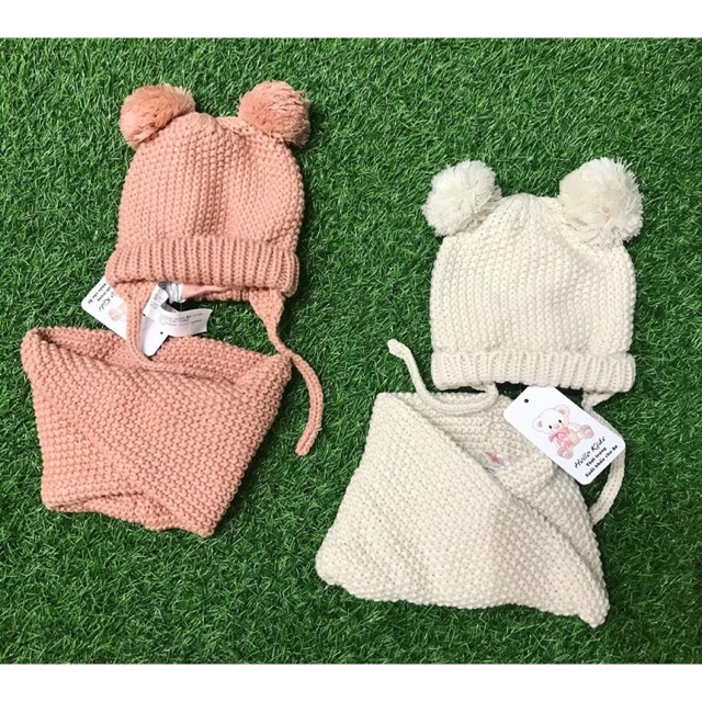 Set khăn mũ Zara xuất dư cho bé