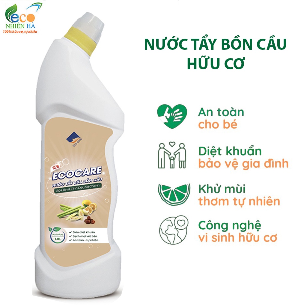 Nước tẩy bồn cầu ECOCARE 1L tinh dầu quế, tẩy rửa bồn cầu siêu diệt khuẩn, an toàn mẹ bầu