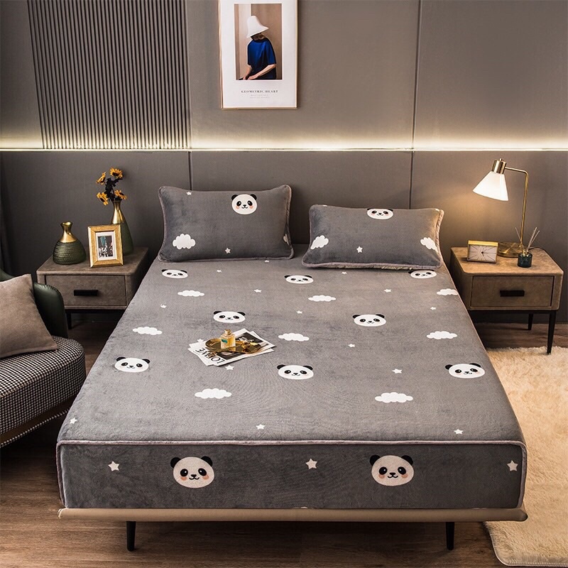 bộ ga nỉ tuyết sữa mới nhất năm 2021 (1ga+2 vỏ gối đầu)