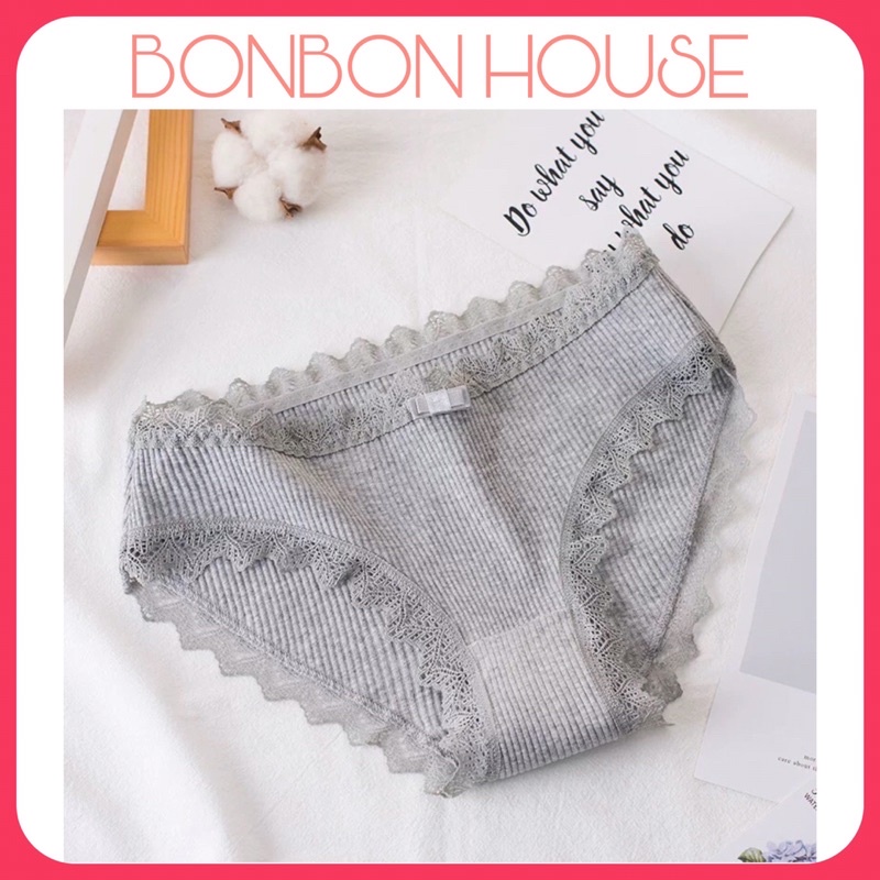 Quần lót cotton tăm phối nơ